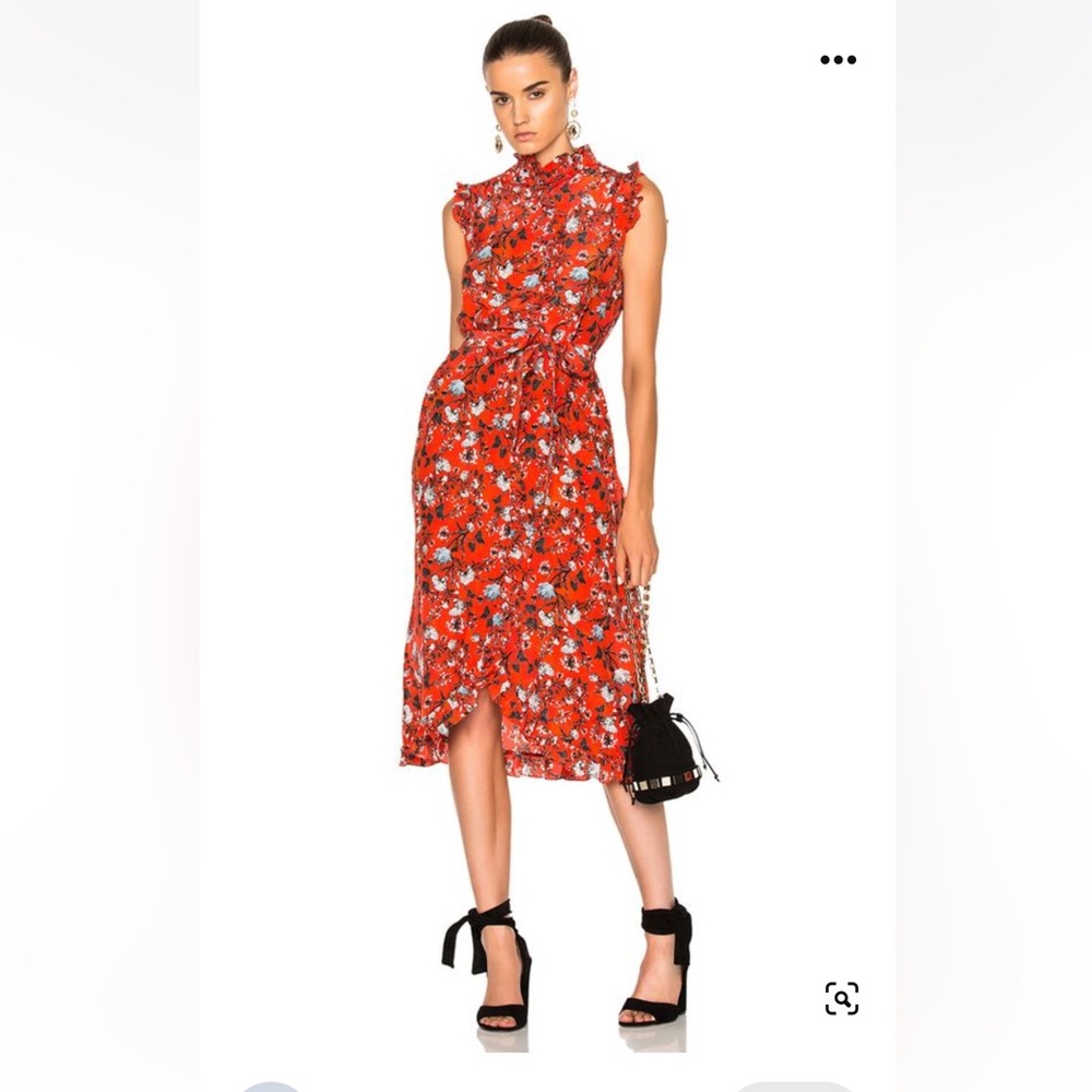 NWT G GUILIANA RUST MULTI FLORAL RUFFLE MAXI ROMANTIC WESTERN DRESS